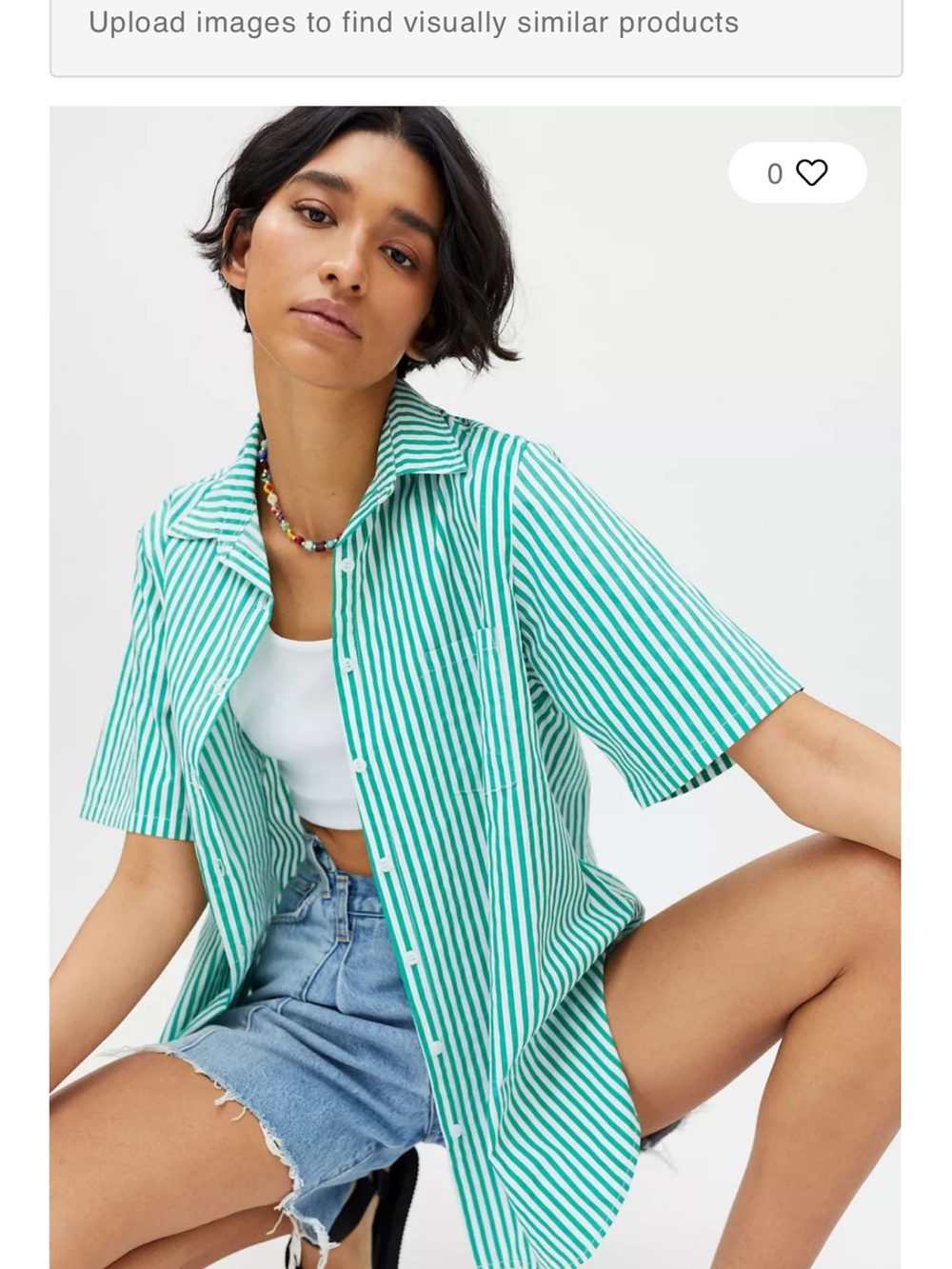 ✨ Motel Rocks Green & White Striped Short Sleeve Shirt ✨